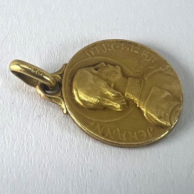 Pendentif Ancien En Or Jaune 18 Carats Avec Pierre Dure Bleue - Forme Ovale - Parfait état - Occasion