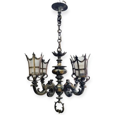 Lustre ancien en cuivre et laiton