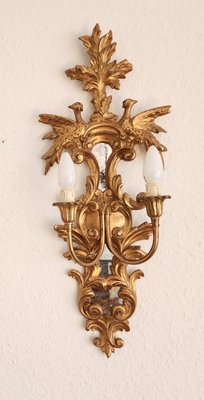 Appliques Murales Vintage en Bois Sculpté et Doré de Artigianato Italiano, 1960s, Set de 2 en vente sur