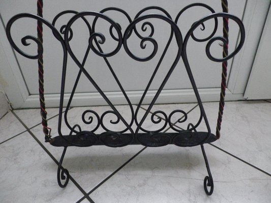 フランス製 カントリーコーナー マガジンラック Magazine Racks in Wrought Iron, Wicker and Twisted Wire, France