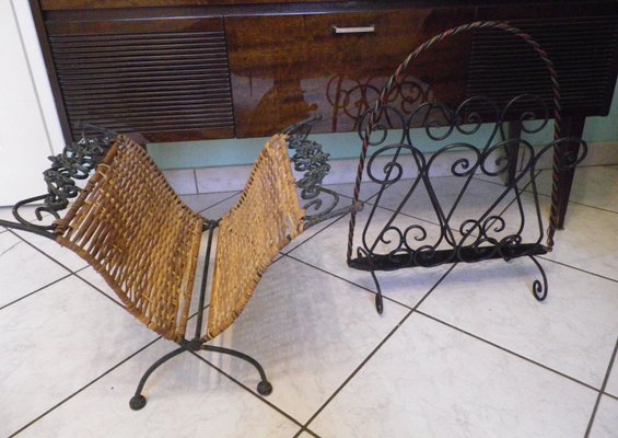 Magazine Racks in Wrought Iron, Wicker and Twisted Wire, France