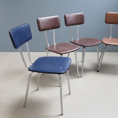 Lot De 3 Chaises Vintage Design Années 90, Matière Plastique Et Métal Chromé, Noir, Italie - Occasion Authentique
