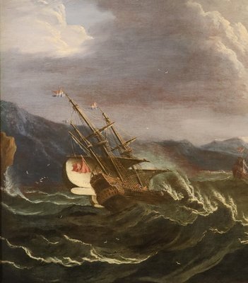 Workshop of Matthieu Van Plattenberg, Stormy Navy with Vessels