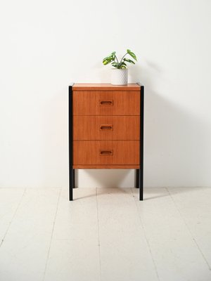Small Scandinavian Chest of Drawers with Black Profiles from