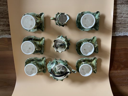 Brutalist Glazed Ceramic Shell Coffee Service for 6, Japan, 1950