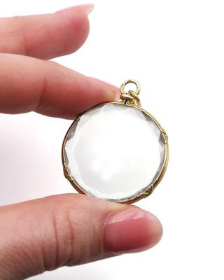 Pendentif Médaillon Victorien Ancien, En Vermeil Plaqué Or Sur Laiton, Style Chaîne, Origine Belgique, Occasion