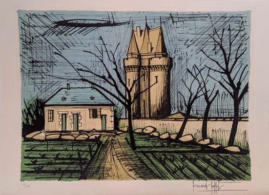 Bernard Buffet, Saint-Servan, The Solidor Tower, 1985, Lithograph