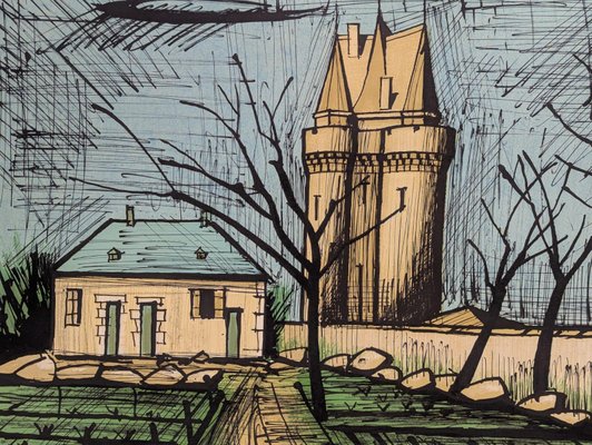 Bernard Buffet, Saint-Servan, The Solidor Tower, 1985, Lithograph