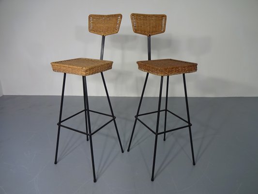 Rattan bar stools 2024 set of 2