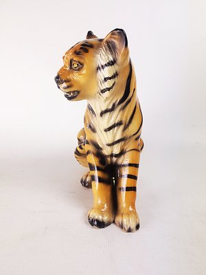Figurine Ancienne Tigre Drôle En PVC/plastique - Occasion - Objet Vintage