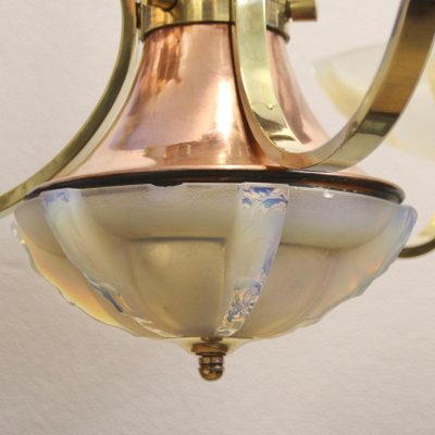Ancien Abat Jour Plafonnier En Verre Opalescent