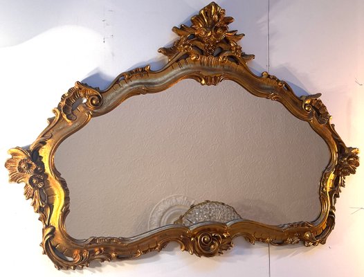 Miroir Baroque Argenté Vintage - Dimensions 38 Cm X 24 Cm - Cadre Argenté Avec Manques - Occasion