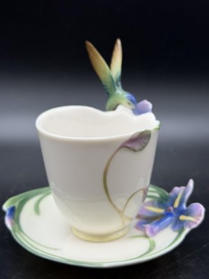 Sautoir Colibri En Porcelaine Peint Main - Doré Bohème, Neuf Avec étiquette