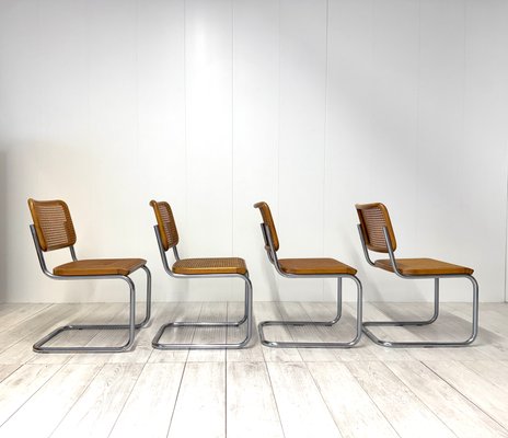 Model B32 Cesca Chairs by Marcel Breuer for Thonet, 1970s, Set of