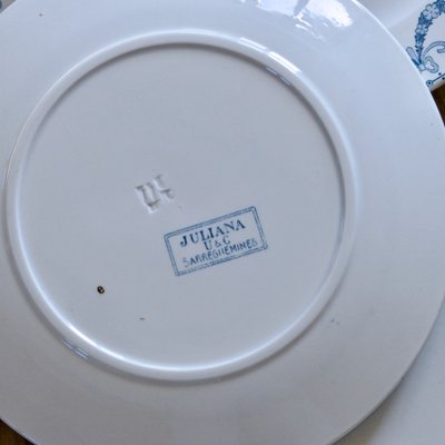 French Juliana Dessert Plates from Sarreguemines, 1888, Set of 9
