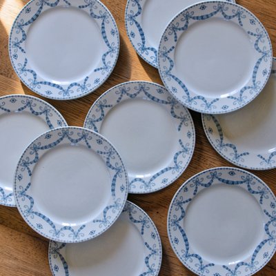 French Juliana Dessert Plates from Sarreguemines, 1888, Set of 9