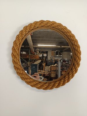 Vintage Rope Mirror by Adrien Audoux & Frida Minet, 1950s for sale