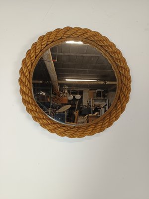 Vintage Rope Mirror by Adrien Audoux & Frida Minet, 1950s for sale