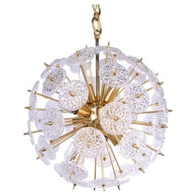 Mid-Century Modernist Floral Sputnik Chandelier in Brass and