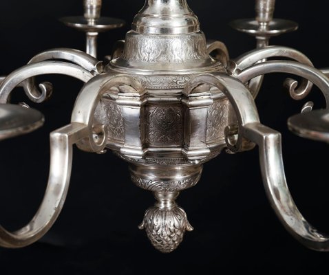 Chandelier Plaqué Argent - Petites Rayures, Déco Table Vintage, Sans Marque