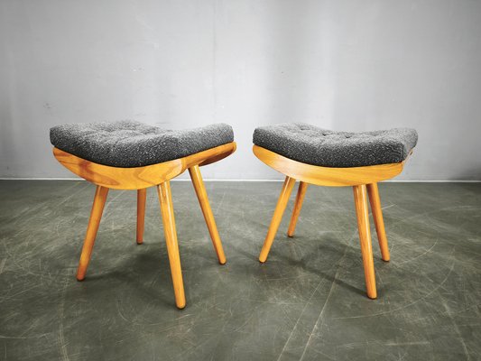 Mid-Century Maple Stools, Former Czechoslovakia, 1960s, Set of 2