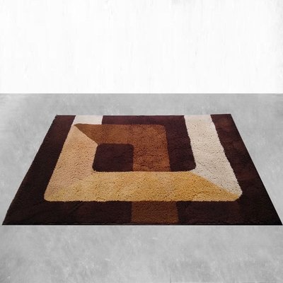 Lot De 4 Tapis Lavables Design Grec, Polyamide Super Doux, Marron (80x130cm + 3x 50x70cm)