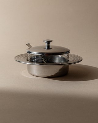 Vintage Glas & Edelstahl Deckeldose, 1970er bei Pamono kaufen