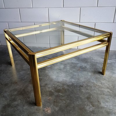 Gold Plated Square Coffee Table 1980s Gold Plated Square Coffee Table 1980s