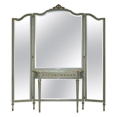 Antique Louis XVI French Dressing Room Console Table and Full Length Mirror,  1920s for sale at Pamono
