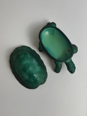 Vintage Green Glass Turtle Trinket Box by Curt Schlevogt