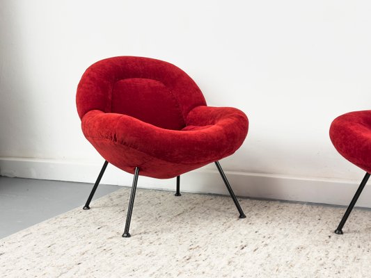 Rote Sessel von Fritz Neth für Correcta, 1950er, 2er Set bei Pamono kaufen