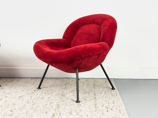 Rote Sessel von Fritz Neth für Correcta, 1950er, 2er Set bei Pamono kaufen