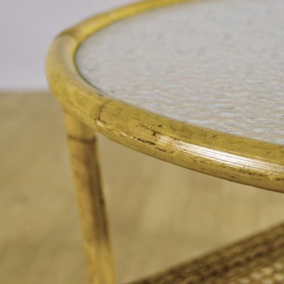Tavolino Rotondo In Bambù Naturale Con Ripiano Inferiore - Diametro 45,7 Cm, Altezza 50,8 Cm - Stile Moderno