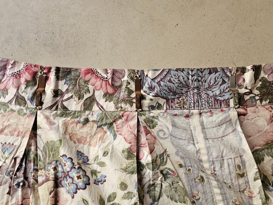 Chintz Fabric Curtains with Indian-Style Print, 1920s, Set of 2