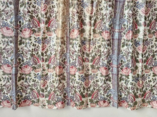 Chintz Fabric Curtains with Indian-Style Print, 1920s, Set of 2
