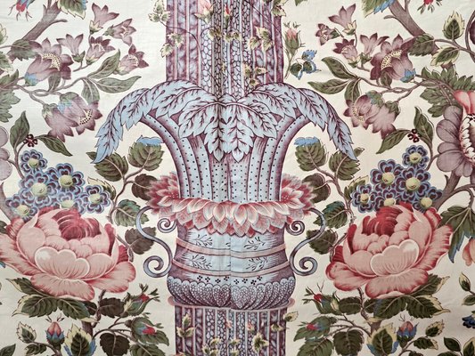 Chintz Fabric Curtains with Indian-Style Print, 1920s, Set of 2