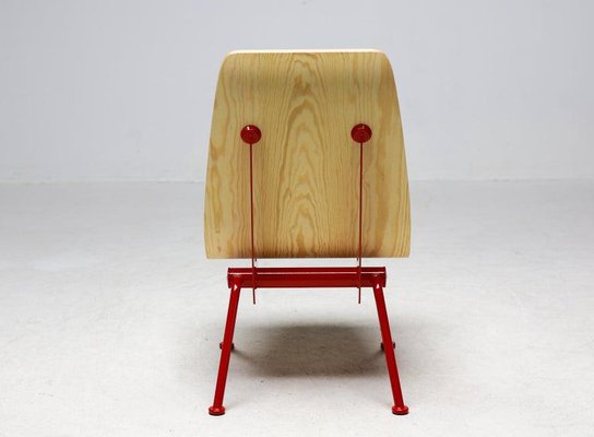 Limited Edition Antony Chair in Red Frame and Plywood Seat by Jean