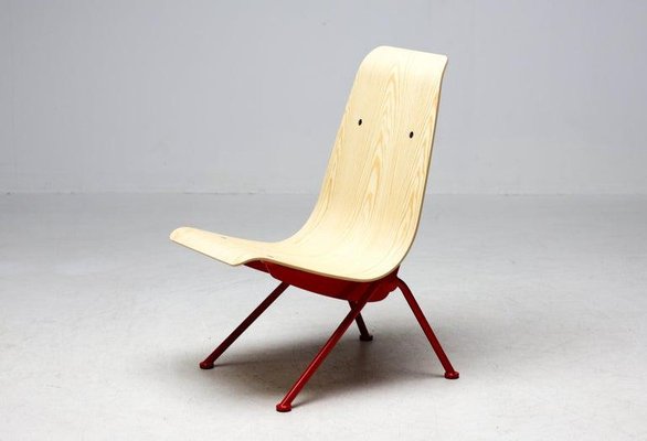 Limited Edition Antony Chair in Red Frame and Plywood Seat by Jean