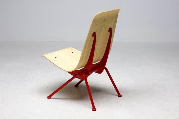 Limited Edition Antony Chair in Red Frame and Plywood Seat by Jean