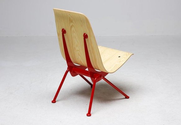 Limited Edition Antony Chair in Red Frame and Plywood Seat by Jean