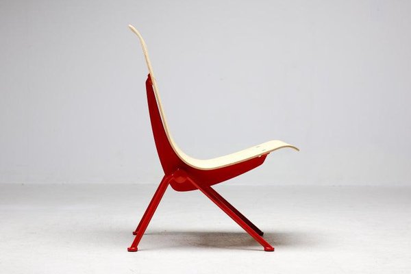 Limited Edition Antony Chair in Red Frame and Plywood Seat by Jean