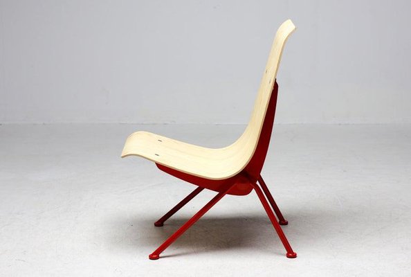 Limited Edition Antony Chair in Red Frame and Plywood Seat by Jean