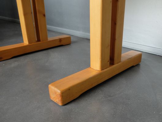 Vintage Pine Les Arcs Square Table By Charlotte Perriand 1960s