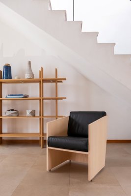 Armchair in Oak Wood and Natural Leather by Álvaro Siza for sale