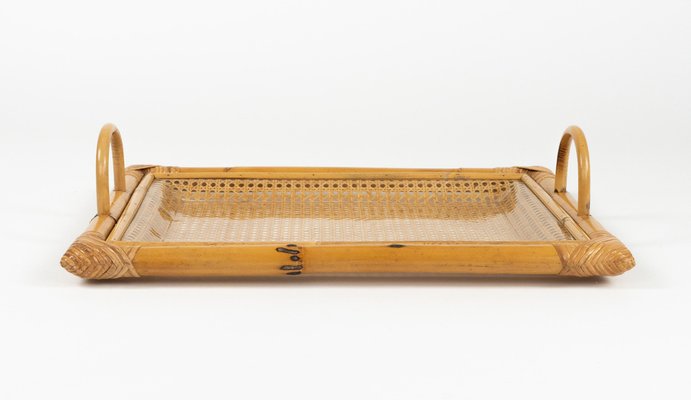 Plateau de Service - MARSEE - Rond - Rotin 100% - 35cm - Poignées Intégrées - Maison