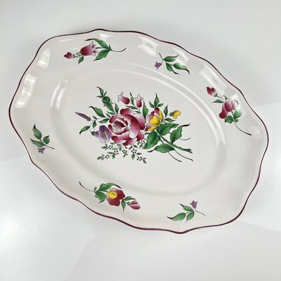 GRAND PLAT ASSIETTE en faïence de Lunéville K&G décor réverbère Tulipes EUR 30,00 - FR