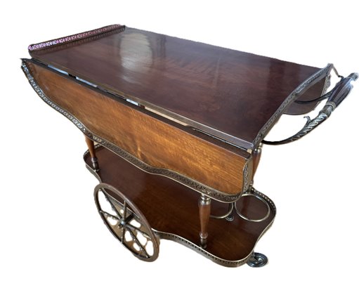 Chariot à Cocktails Vintage En Chêne Style Mid-Century - Table Roulante D'appoint Idéale Pour Salon