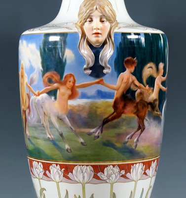 Large Art Nouveau Vase by Theodor Grust for Meissen, 1890s for