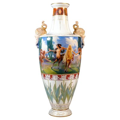 Large Art Nouveau Vase by Theodor Grust for Meissen, 1890s for