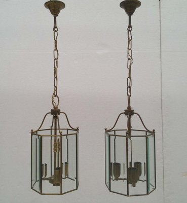 Lantern Style Pendant Lamps 1960s Set Of 2 For Sale At Pamono